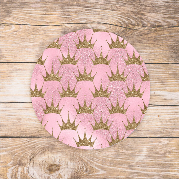 Pink and gold glitter crown mousepad